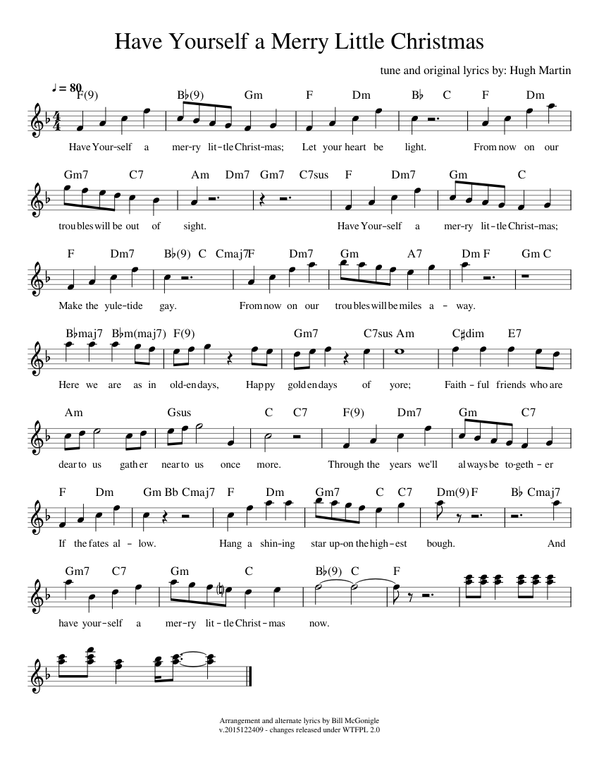 Have Yourself a Merry Little Christmas - Lead Sheet sheet music for Piano download free in PDF ...