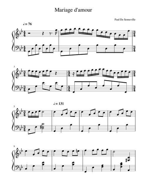 Paul De Seneville Mariage D Amour Sheet Music For Piano Solo Musescore Com