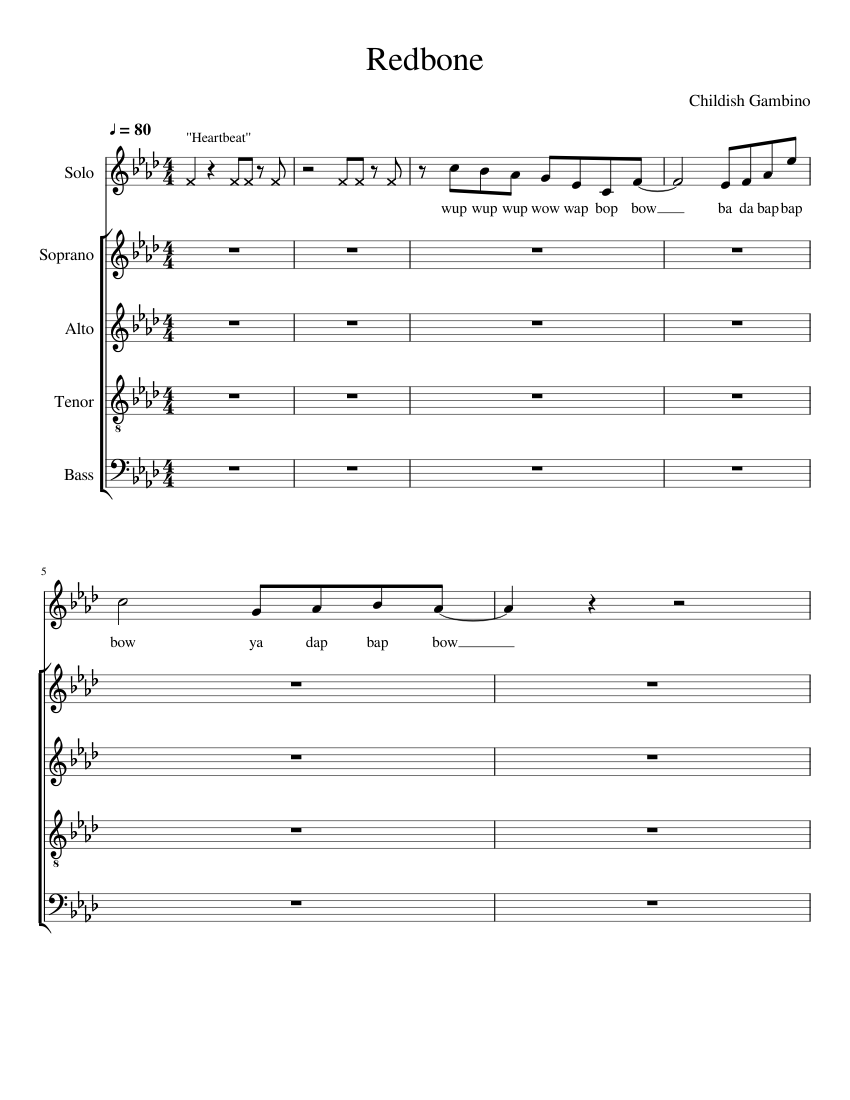 Redbone Sheet music for Voice | Download free in PDF or MIDI