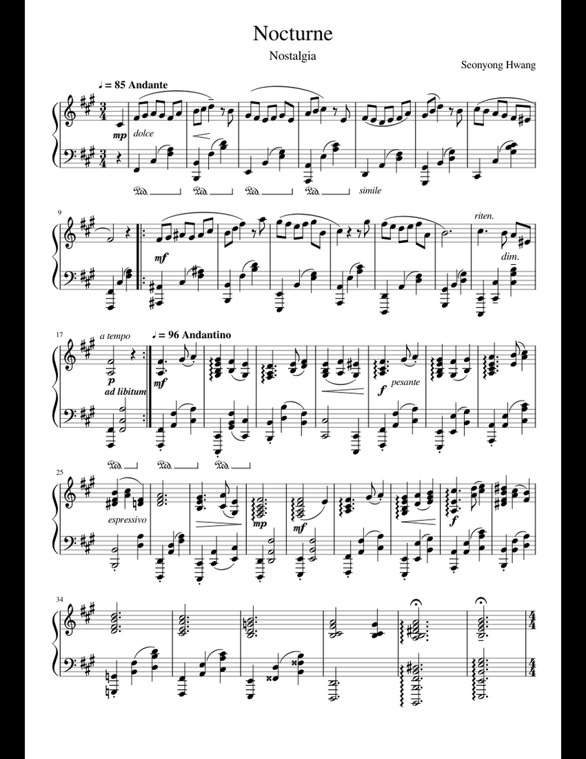 Nocturne sheet music for Piano download free in PDF or MIDI