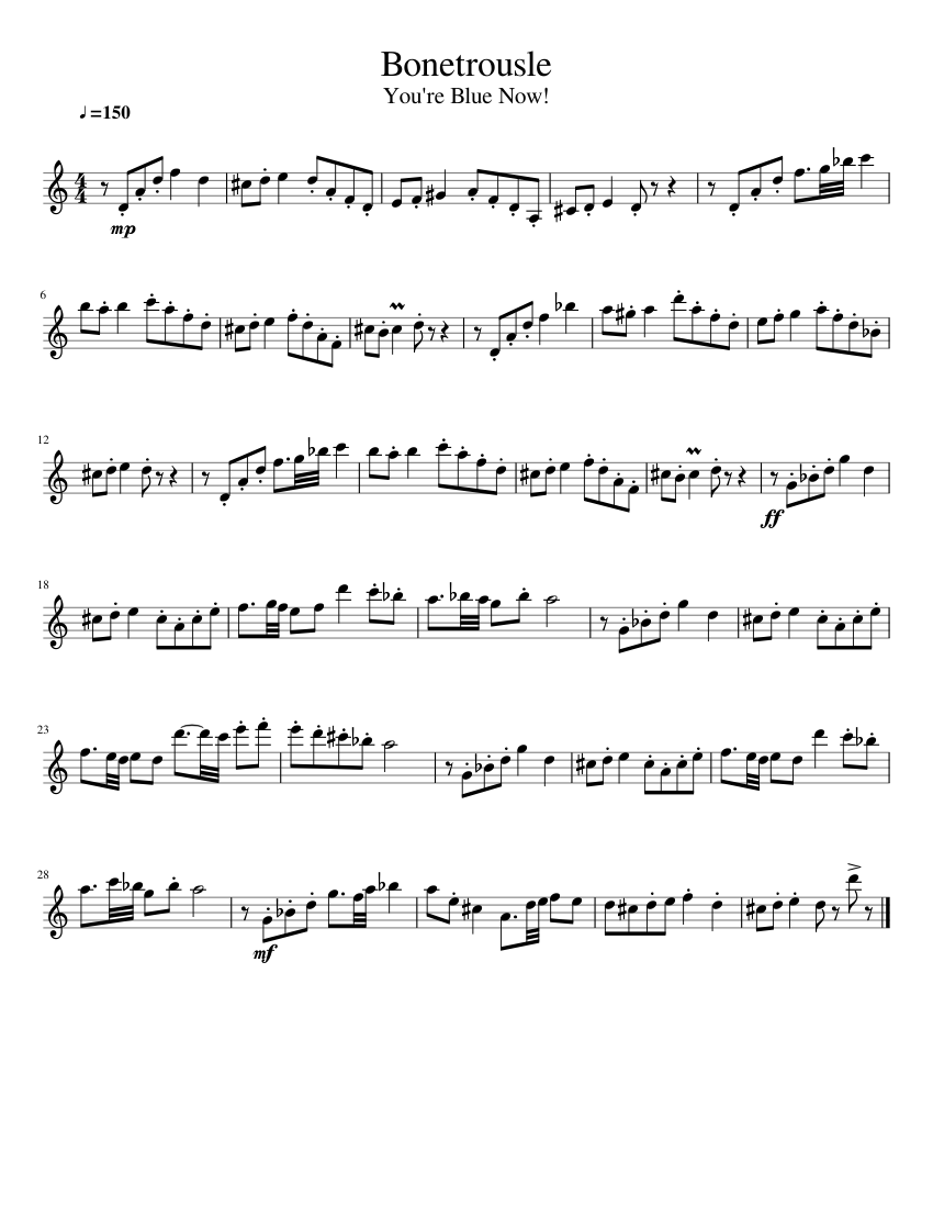Undertale Bonetrousle Clarinet Solo Sheet Music For Clarinet