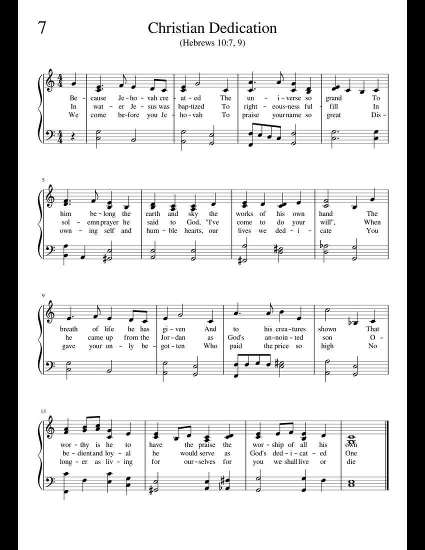 Christian Dedication sheet music for Piano download free in PDF or MIDI
