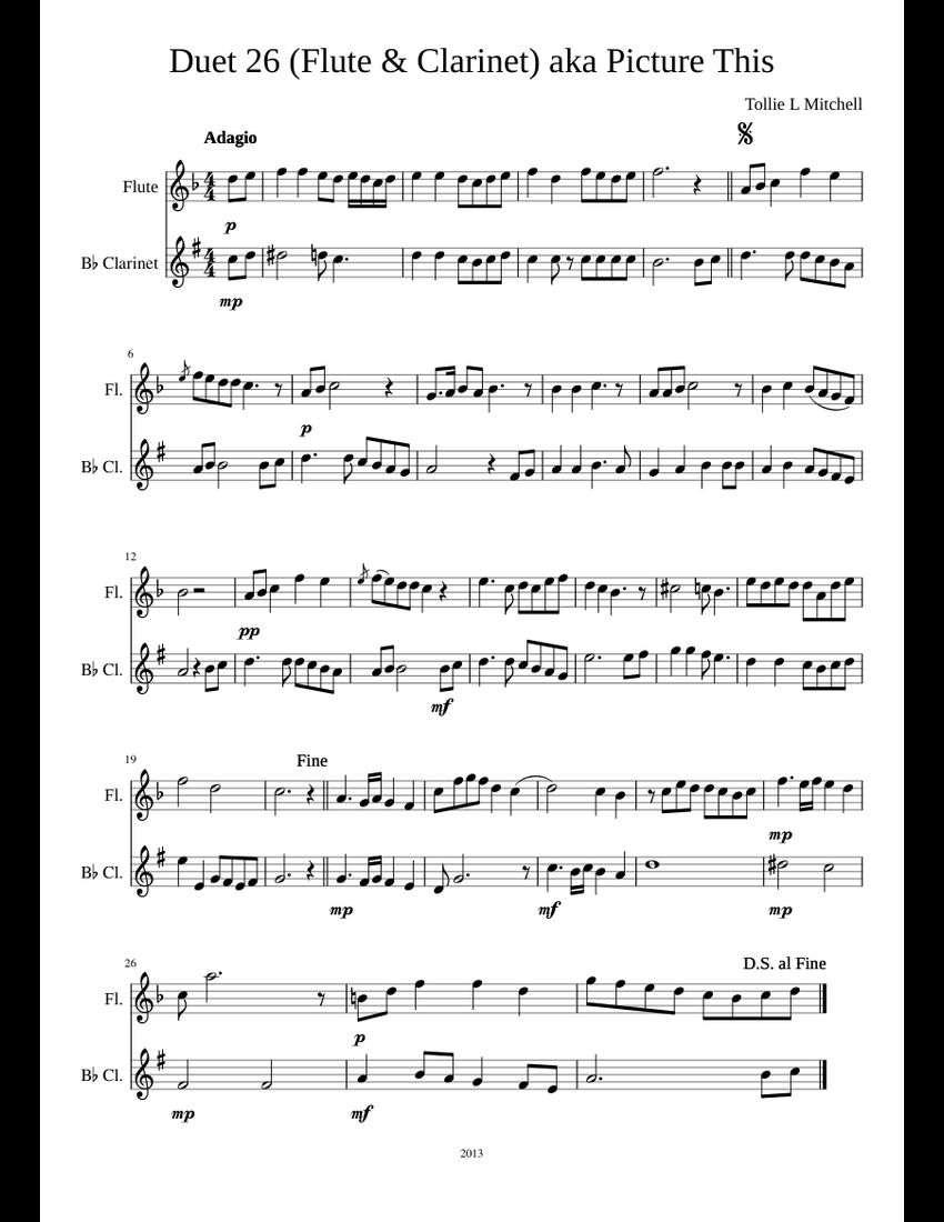 Duet 26 Flute & aka Picture This sheet music for Flute