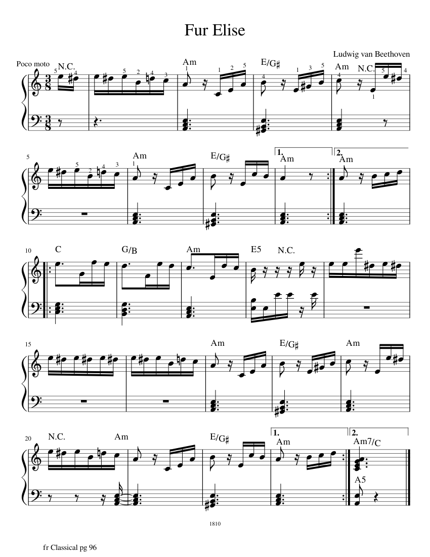 Fur Elise Sheet music for Piano | Download free in PDF or MIDI ...