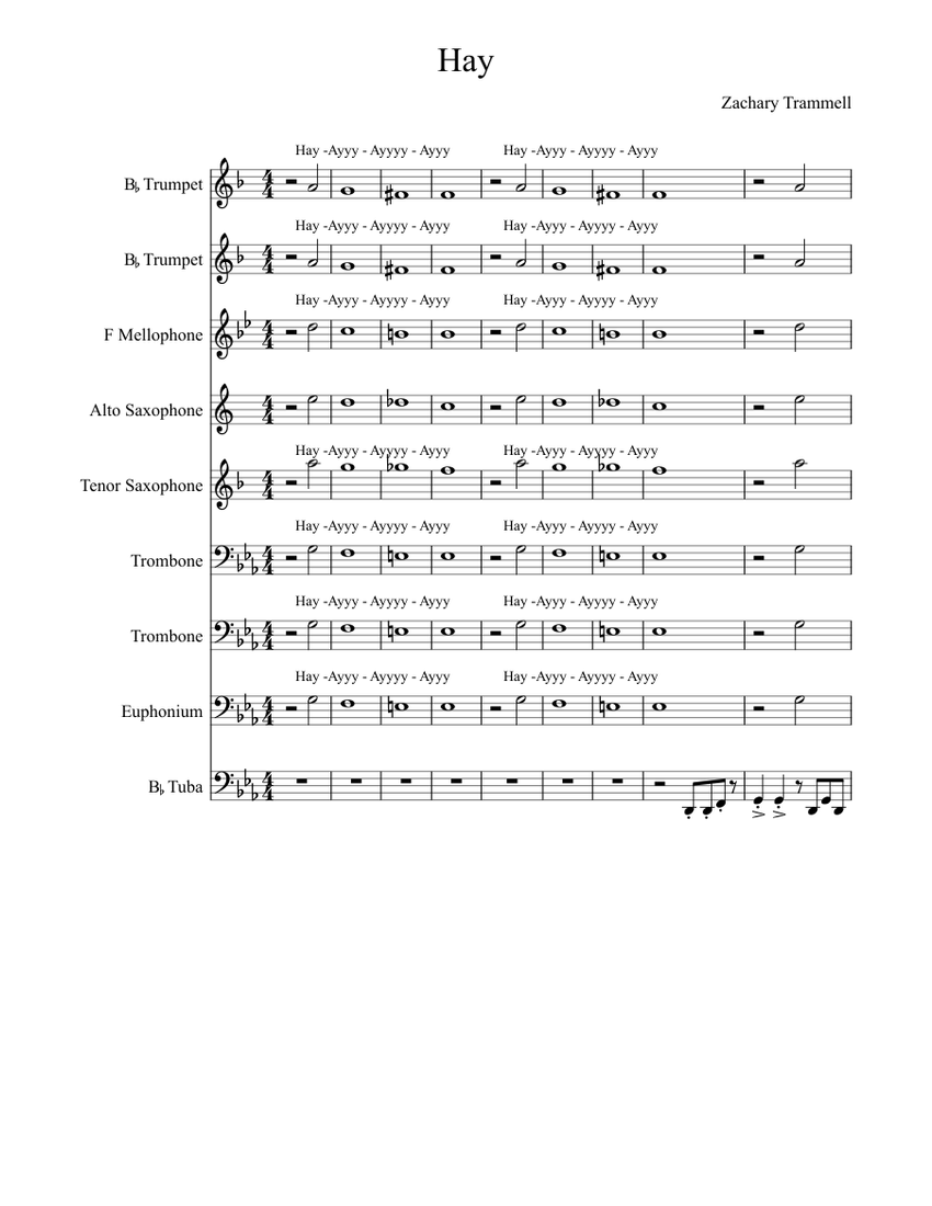 Hay Sheet music for Trumpet, French Horn, Alto Saxophone, Tenor