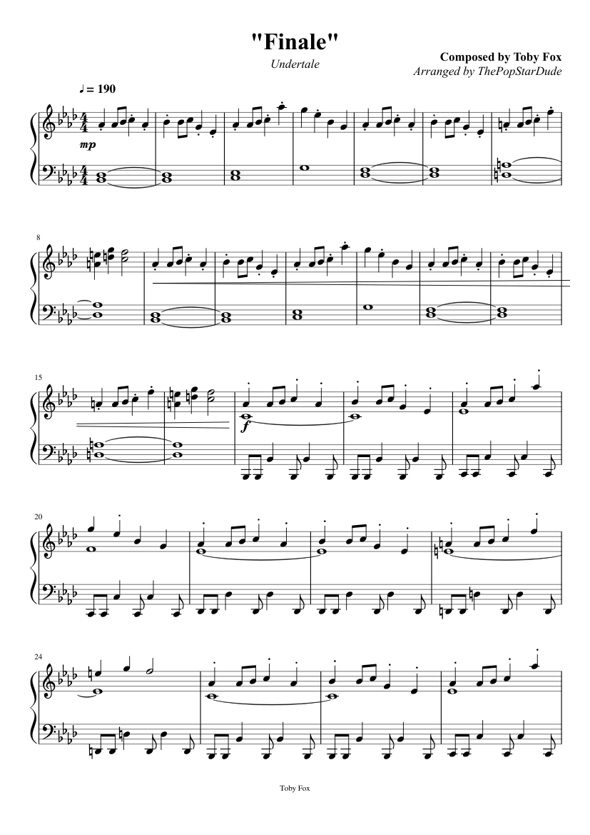 Finale (Undertale) sheet music for Piano download free in PDF or MIDI