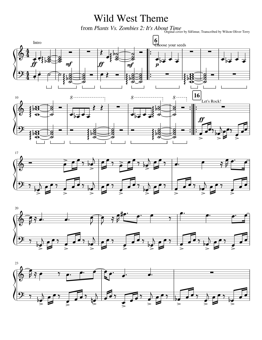 Wild West Theme Wip Sheet Music For Piano Download Free In Pdf Or Midi Musescore Com