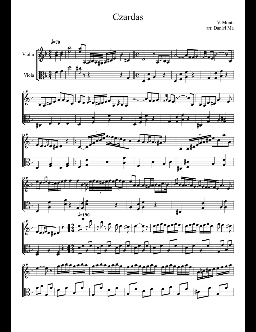 Czardas for Violin and Viola sheet music download free in PDF or MIDI