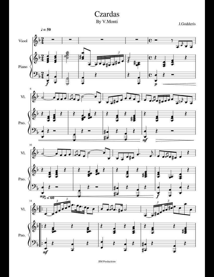 Czardas sheet music for Violin, Piano download free in PDF or MIDI