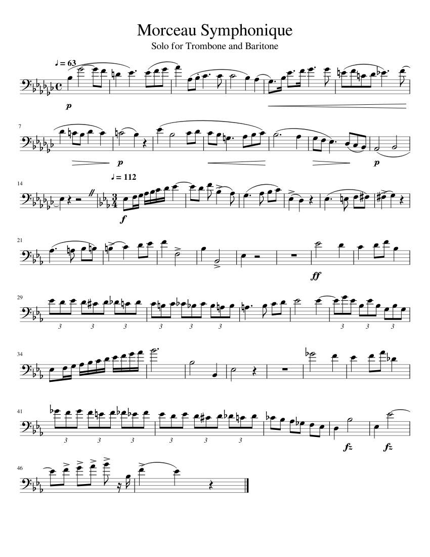 Morceau Symphonique Sheet music for Trombone Download free in PDF
