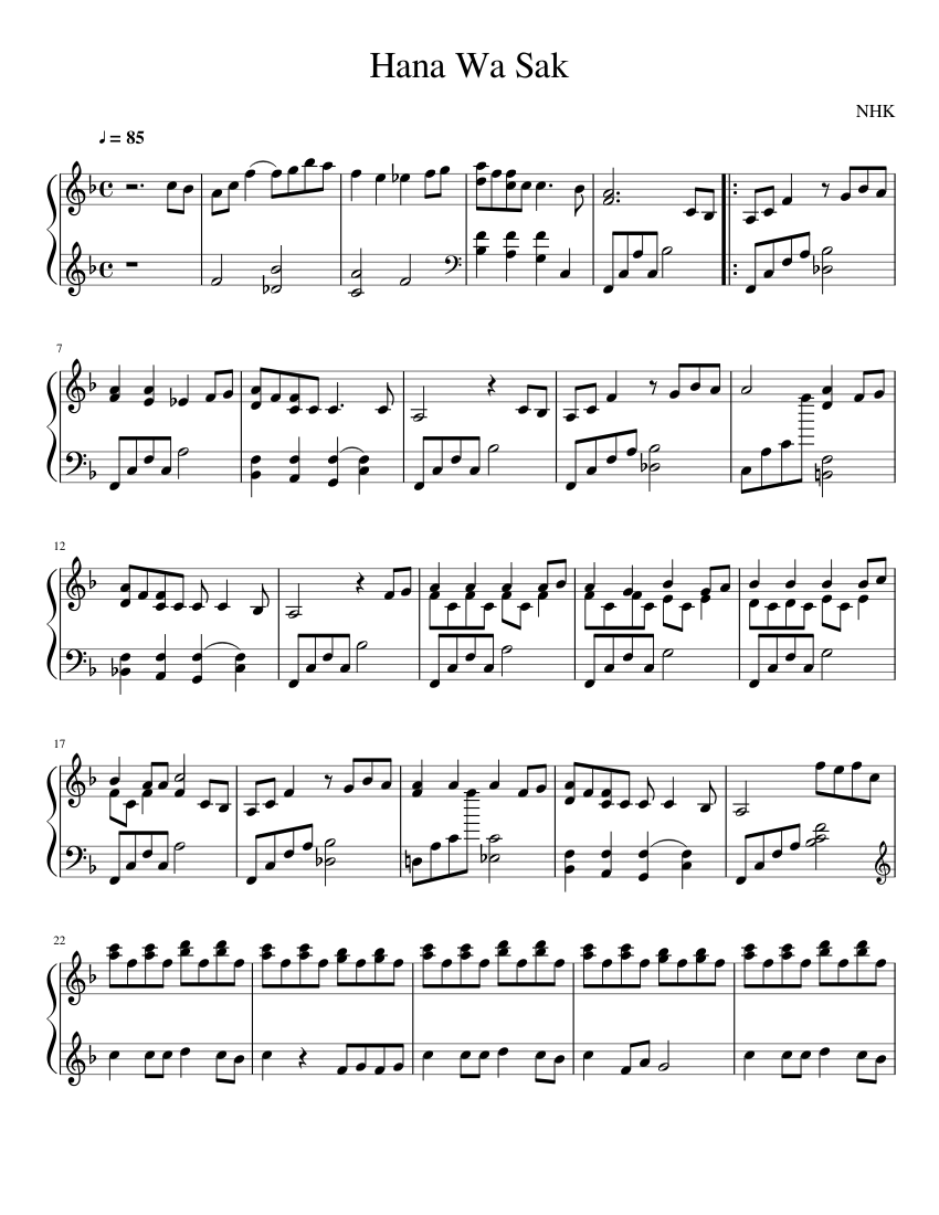 Hana Wa Saku Sheet music for Piano | Download free in PDF or MIDI