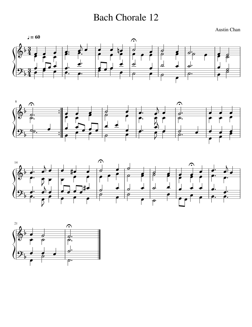 Bach Chorale 12 MT Sheet Music For Piano Solo Musescore bach-chorale-12-mt-sheet-music-for-piano-solo-musescore