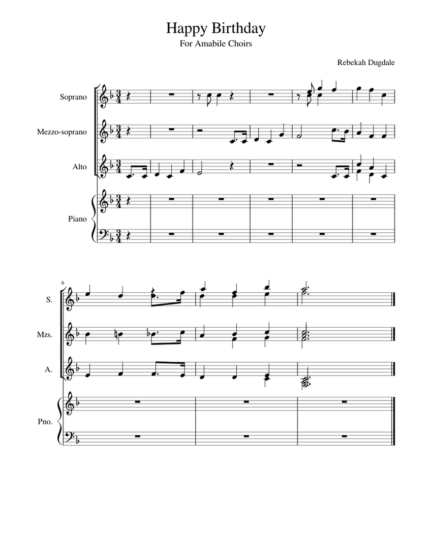 Happy Birthday Sheet music for Piano, Voice | Download free in PDF or