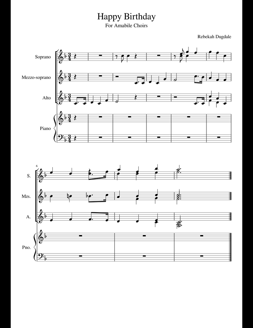 Happy Birthday sheet music for Piano, Voice download free in PDF or MIDI
