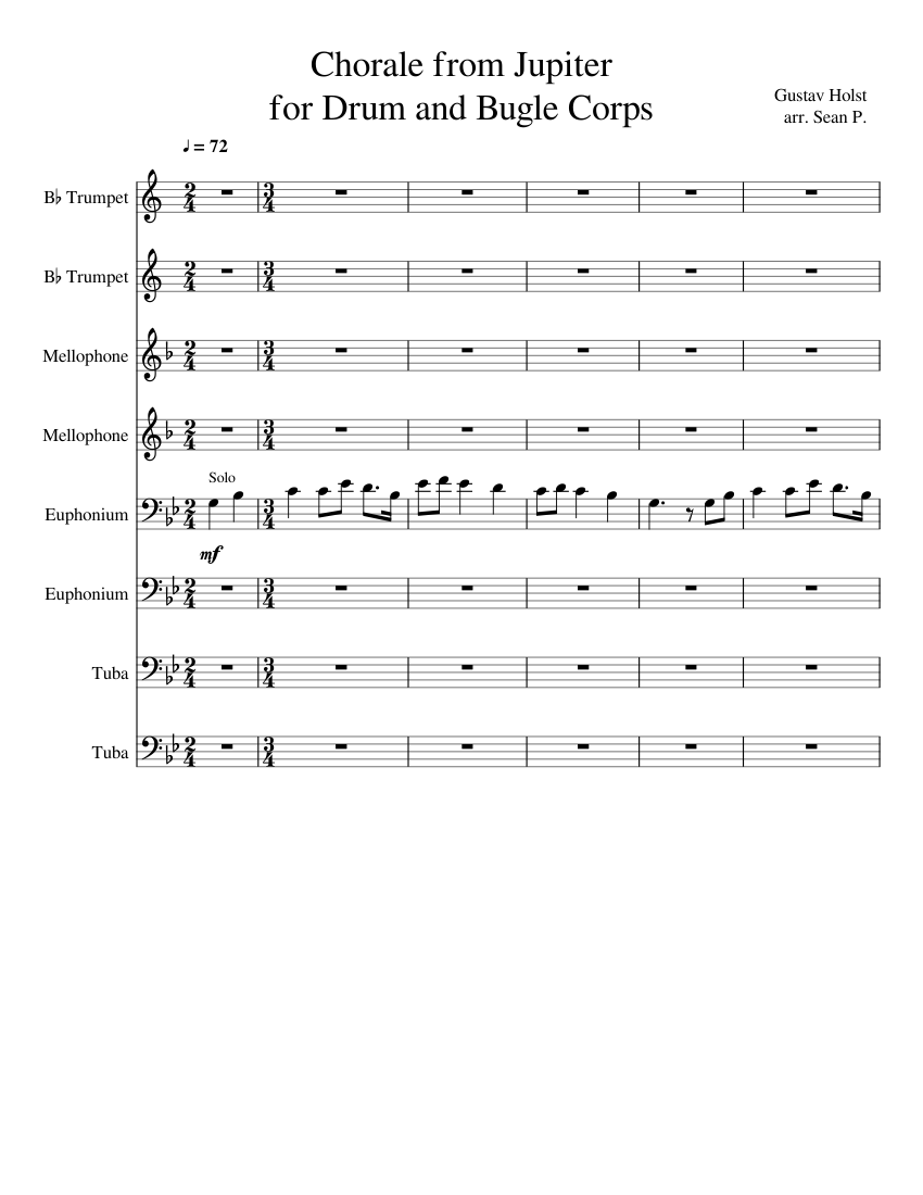 Chorale from Jupiter sheet music for Trumpet, French Horn, Tuba