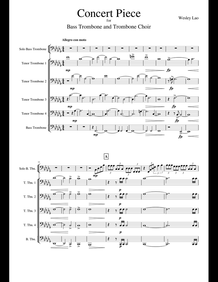 Concert Piece for Bass Trombone and Trombone Choir HSCC10 MCC2 sheet