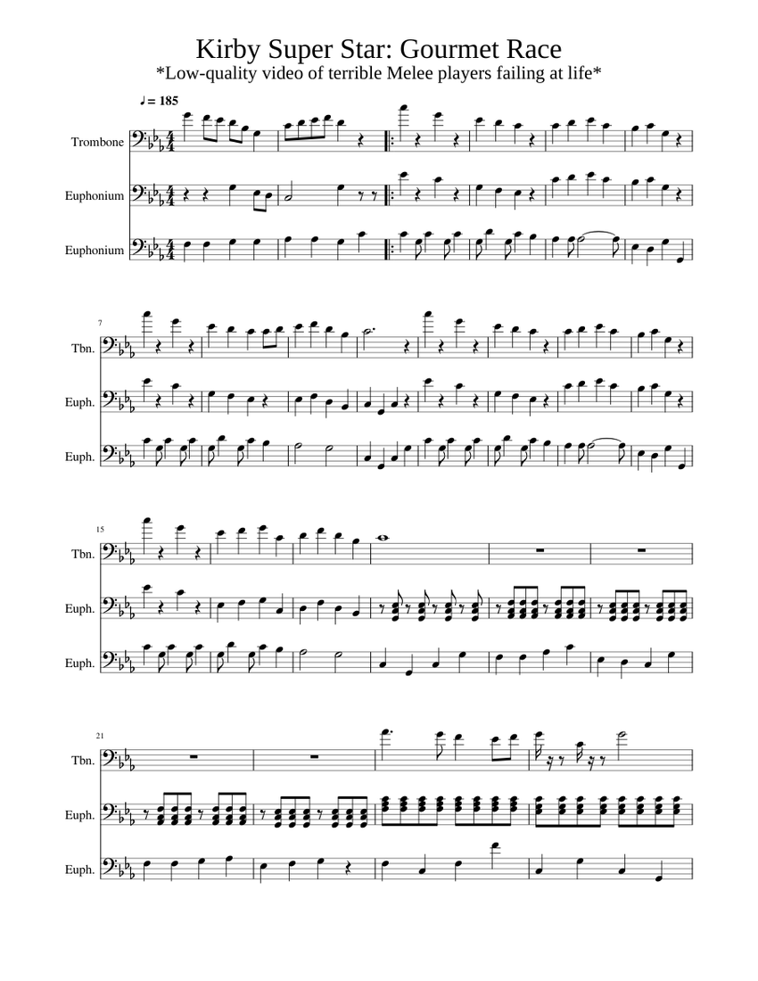 Kirby Super Star: Gourmet Race Sheet music for Trombone, Tuba ...