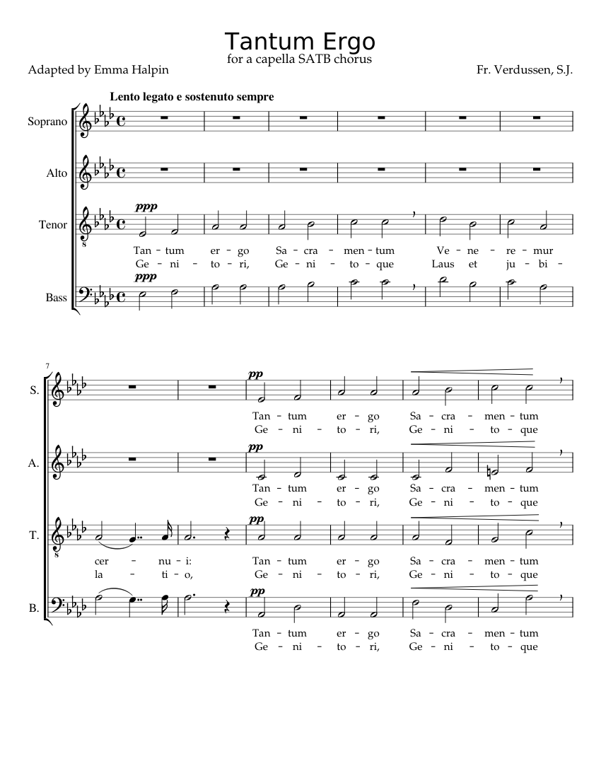 Tantum Ergo SATB sheet music for Voice download free in PDF or MIDI