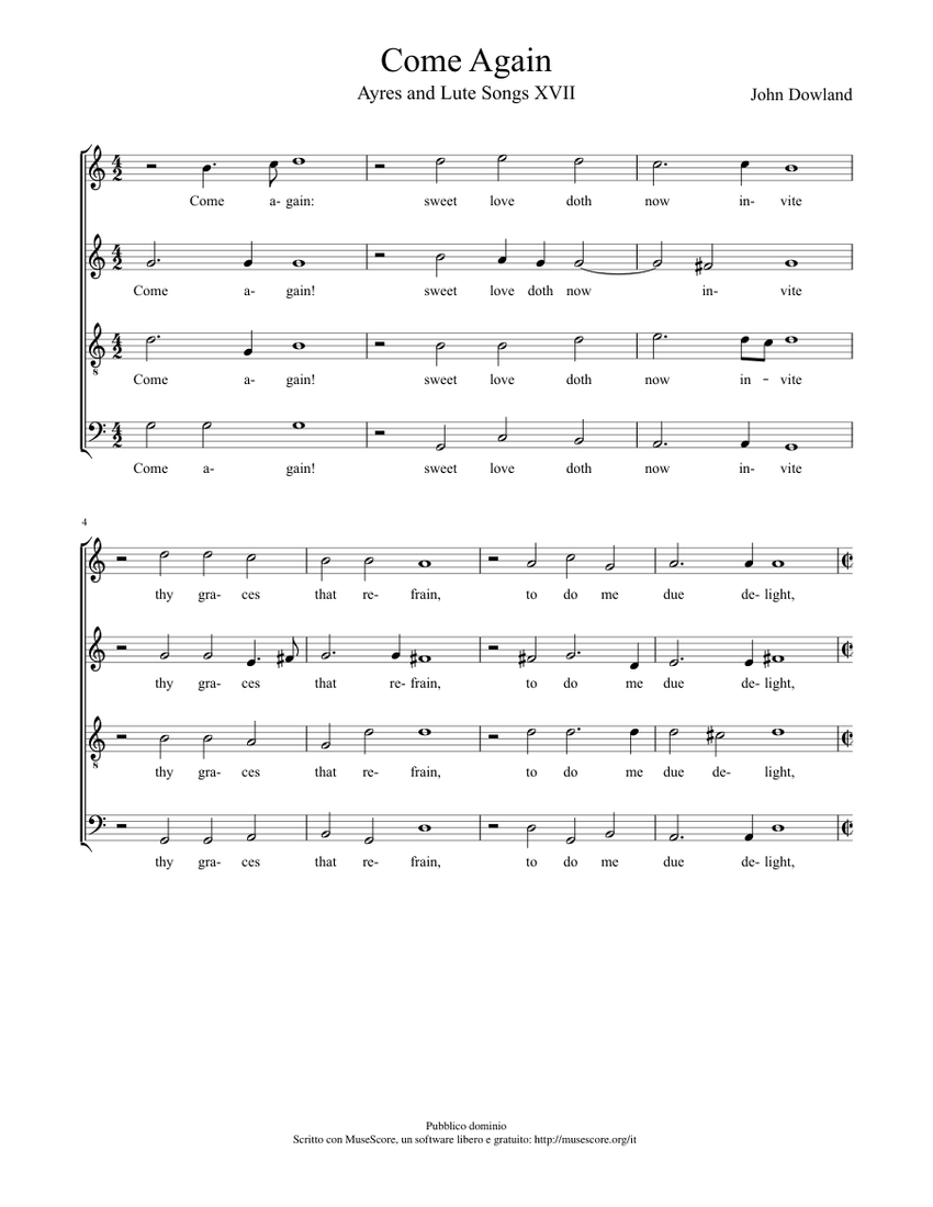 Come Again Sheet Music For Accordion Musescore