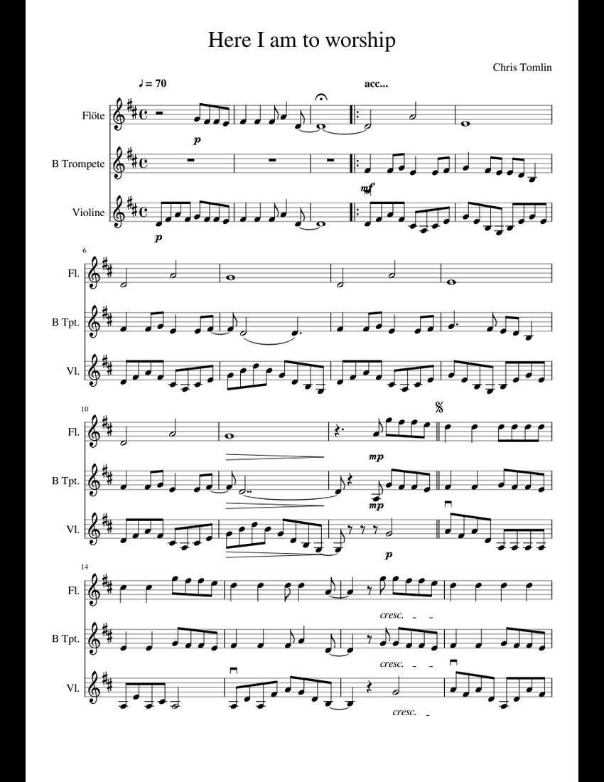 Here I Am To Worship Sheet Music For Flute Violin Trumpet Download here-i-am-to-worship-sheet-music-for-flute-violin-trumpet-download