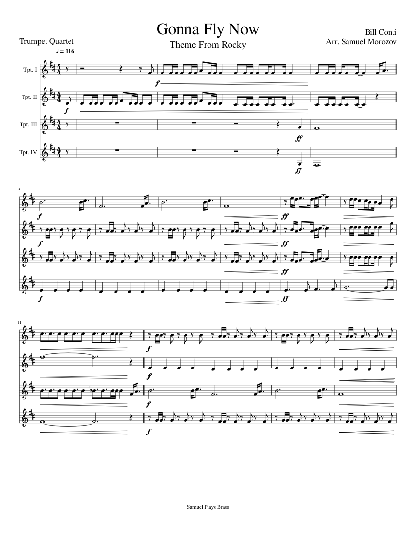 Gonna Fly Now For Trumpet Quartet Arr Samuel Morozov Sheet Music For Gonna fly now for trumpet quartet arr samuel morozov sheet music for