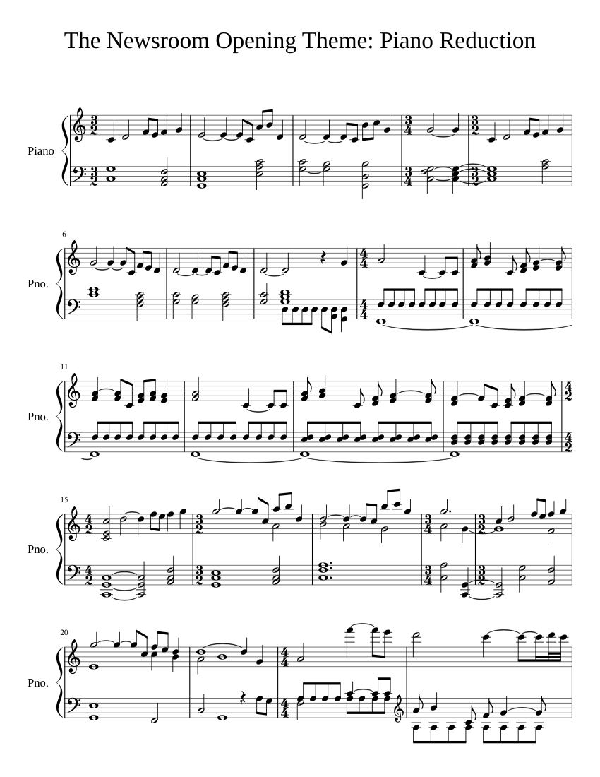 The Newsroom Season 1 Theme (Piano Reduction) Sheet music for Piano (Solo)
