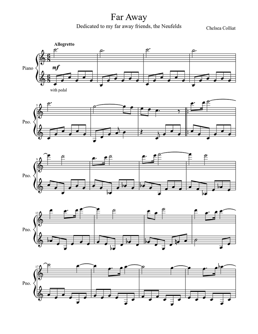 Far Away Sheet music for Piano (Solo) | Musescore.com
