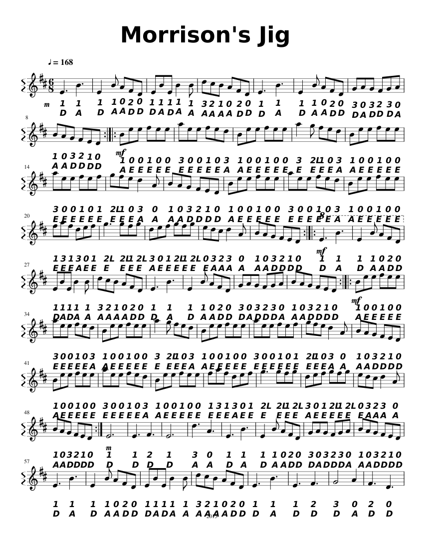 Morrisons Jig sheet music for Violin download free in PDF or MIDI