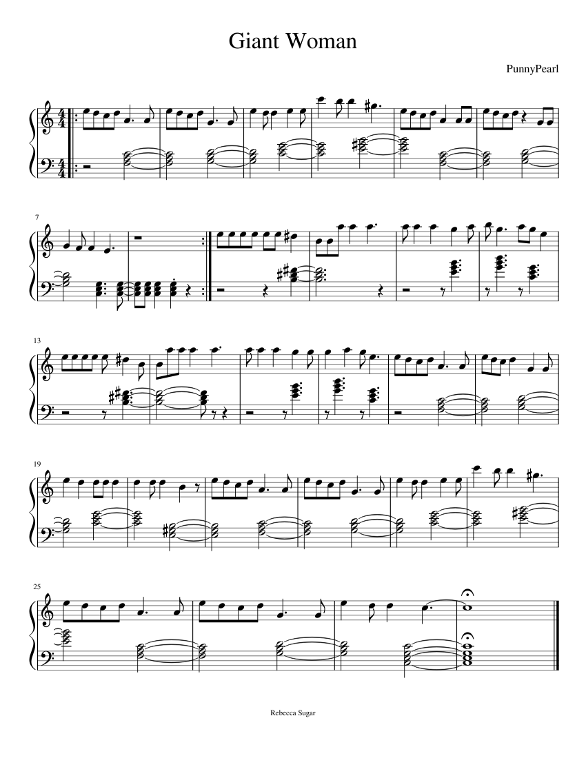 Steven Universe Giant Woman sheet music for Piano download free in PDF