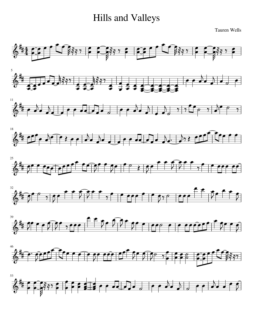 Hills And Valleys sheet music for Piano download free in PDF or MIDI
