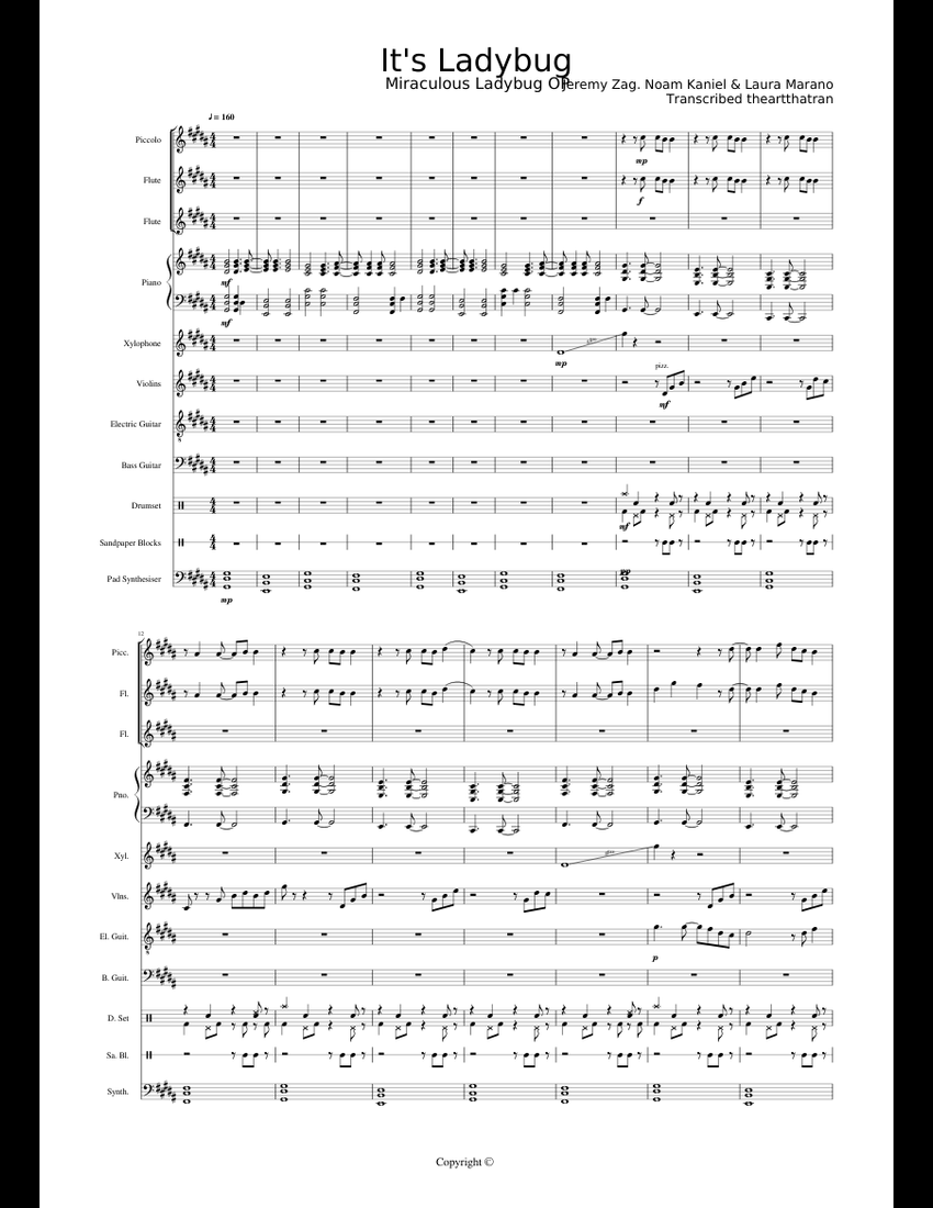 It s Ladybug Miraculous Ladybug OP Sheet Music For Flute Piano It s Ladybug Miraculous Ladybug OP Sheet Music For Flute Piano