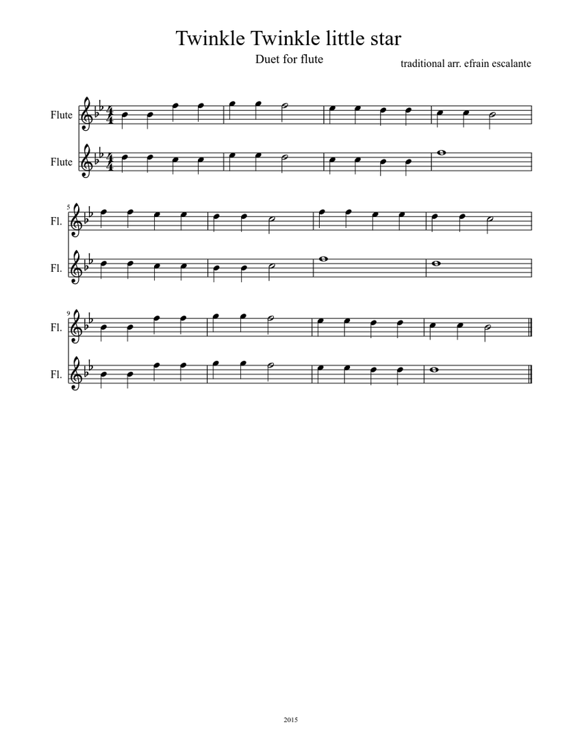 Twinkle Twinkle little star Sheet music for Flute | Download free in ...