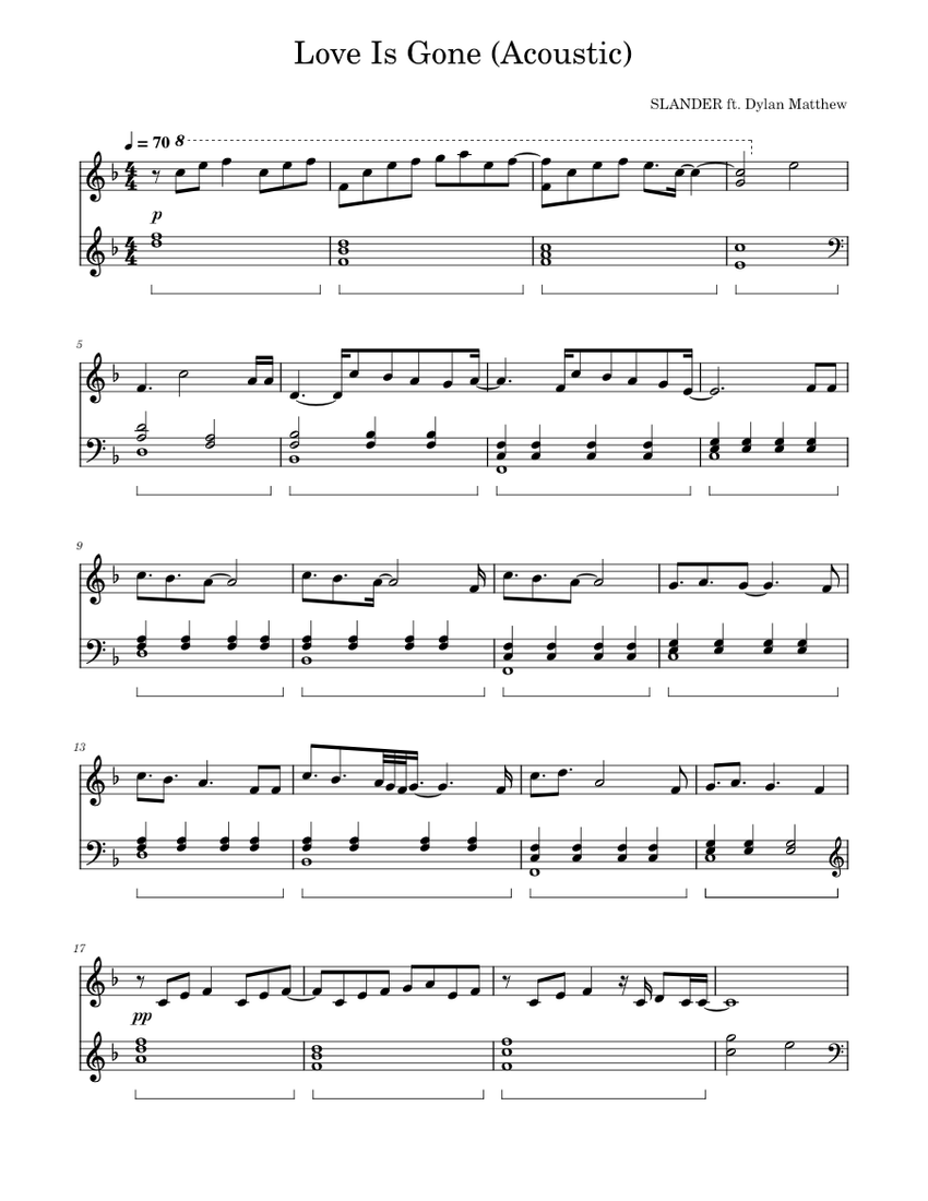 Love Is Gone (Acoustic) Sheet music for Piano | Download free in PDF or