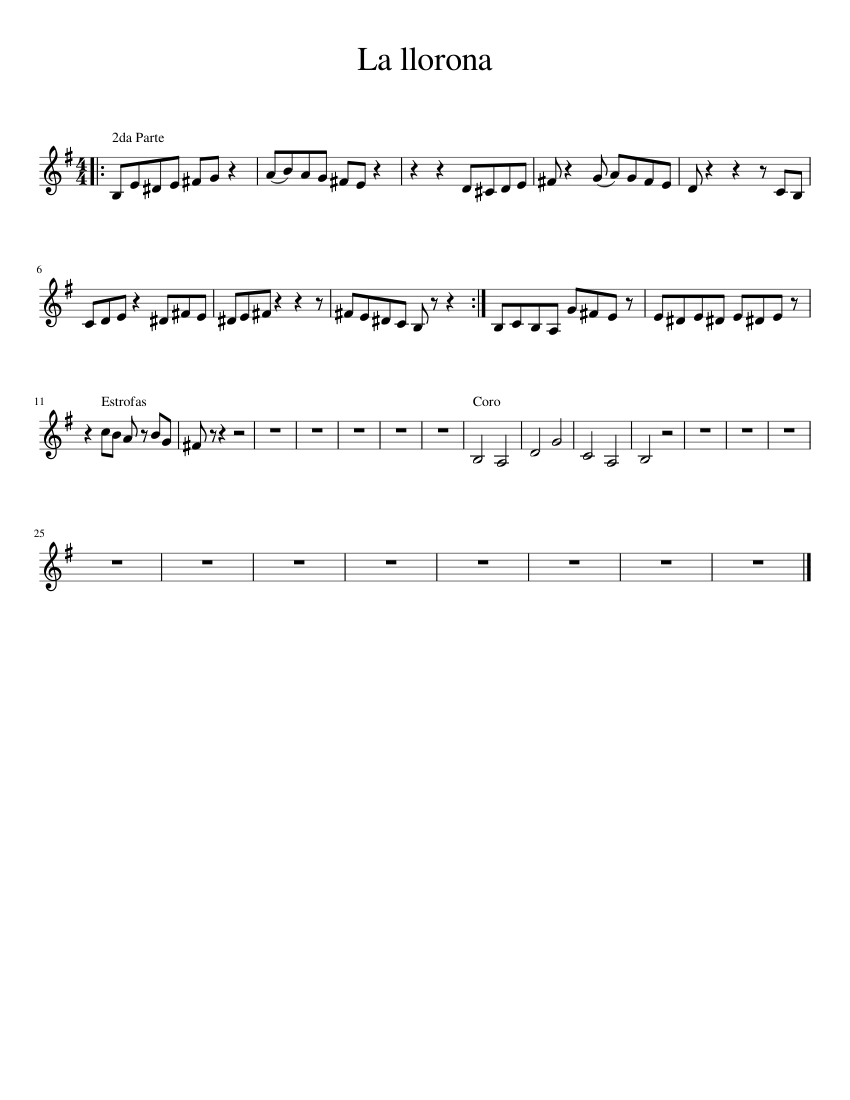 La Llorona Sheet Music For Strings Group Solo Musescore