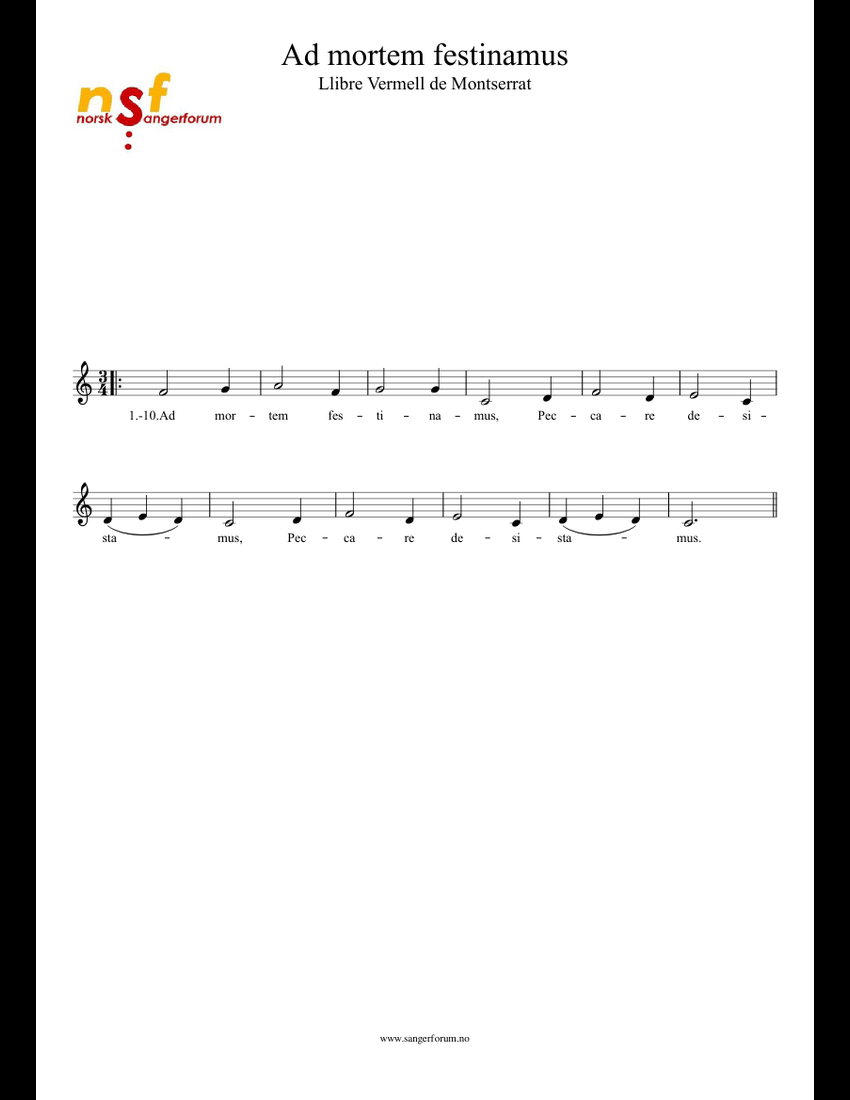 Ad mortem festinamus sheet music for Voice download free in PDF or MIDI