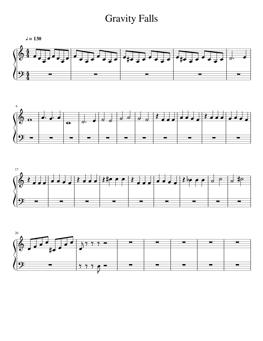 Gravity Falls Sheet music for Piano (Solo) | Musescore.com