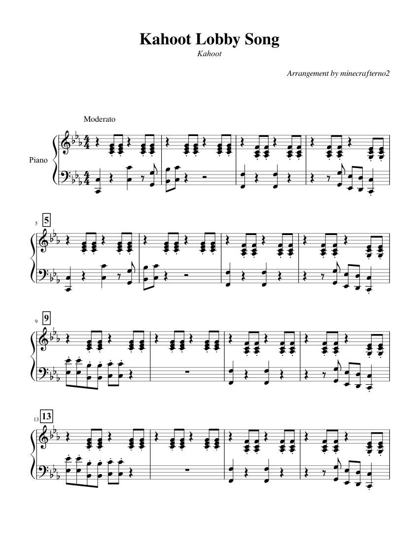 Kahoot Theme Song Piano Easy