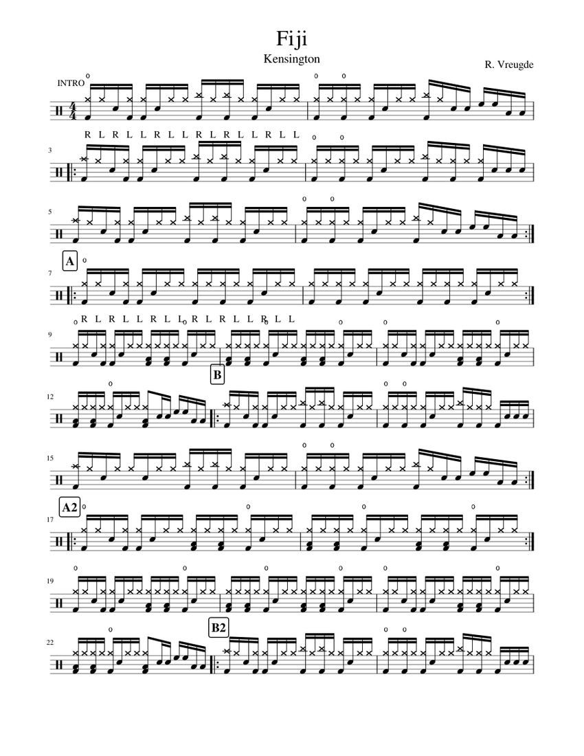 FijiKensington Sheet music for Drum Group (Solo)
