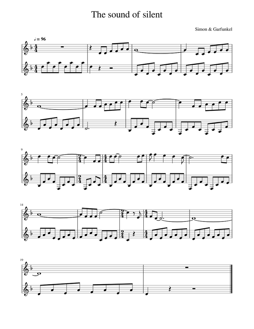 The sound of silence Sheet music for Piano | Download free in PDF or
