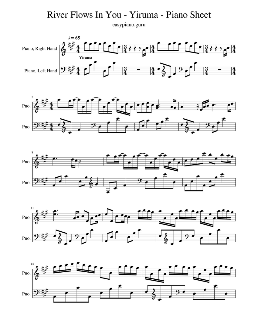 River Flows In You - Yiruma - Piano Sheet Sheet music for Piano