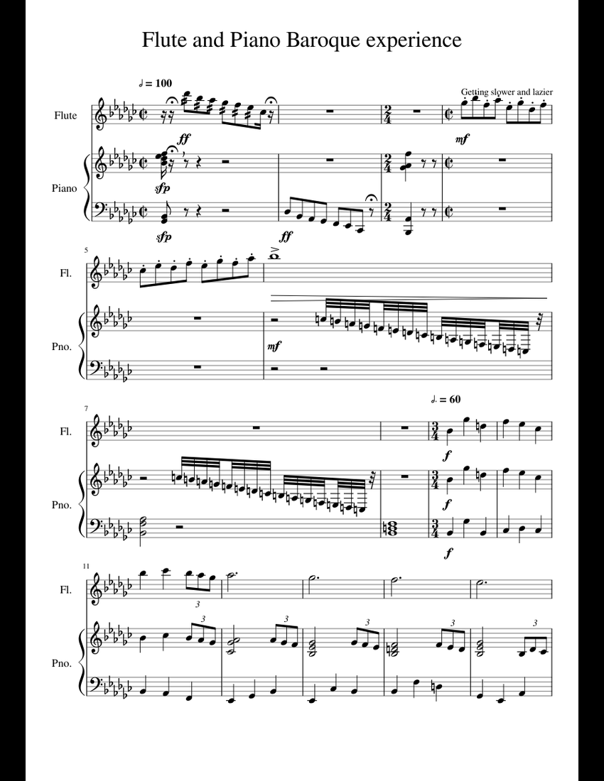 Flute and Piano Baroque experience sheet music for Flute, Piano