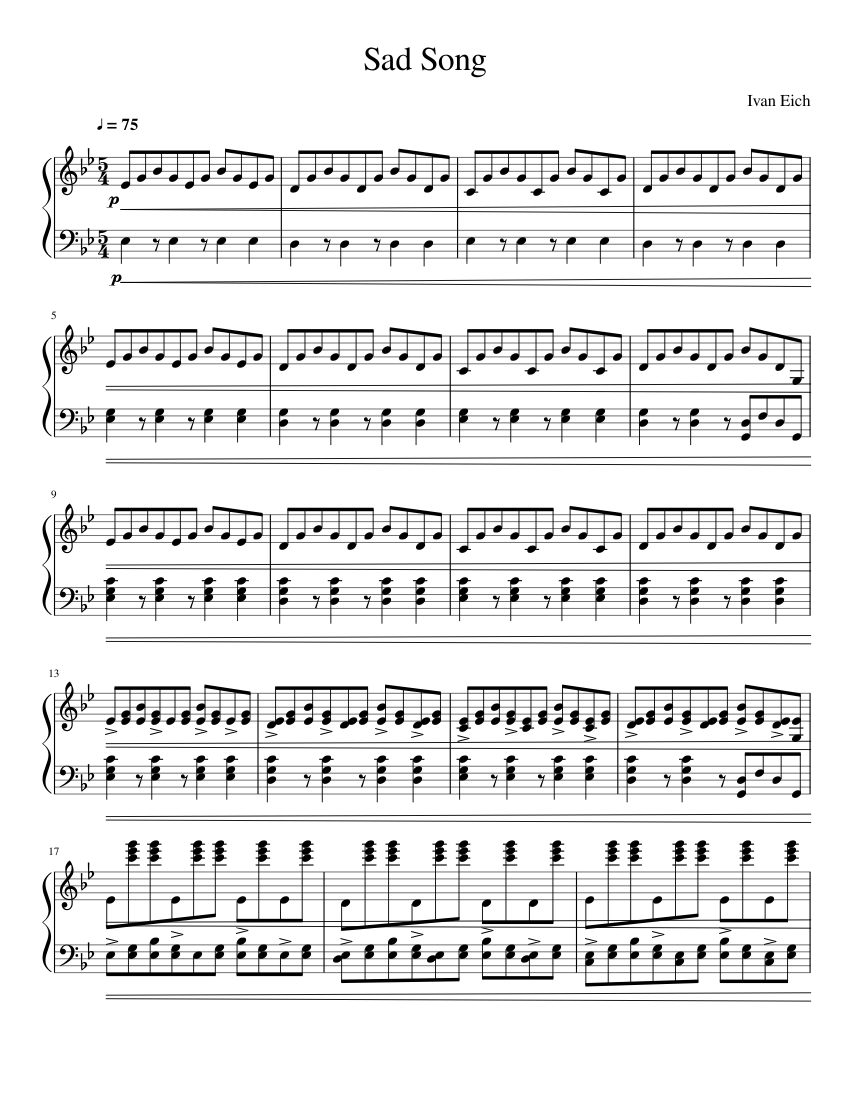 Sad Song Sheet music for Piano | Download free in PDF or MIDI