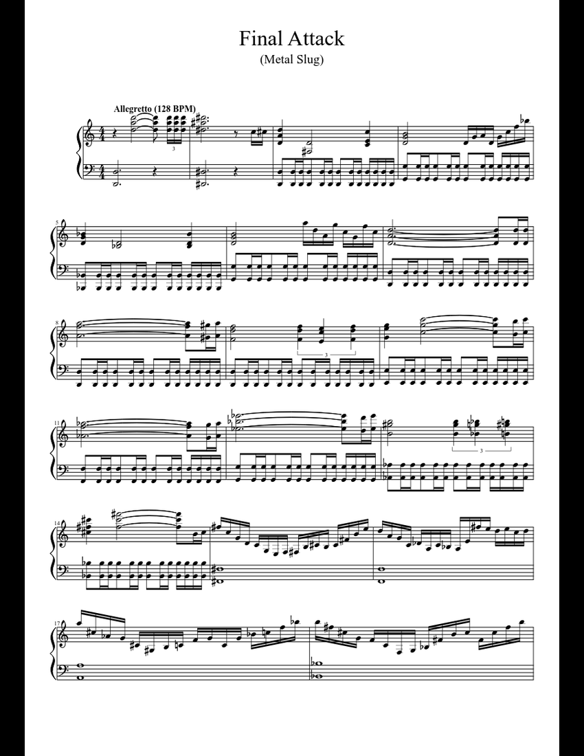 Final Attack (Metal Slug) sheet music for Piano download free in PDF or ...