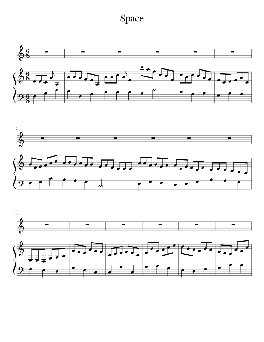 Space Sheet music for Synthesizer | Download free in PDF or MIDI