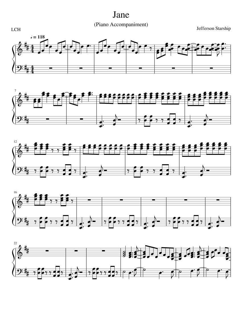 Jane Sheet music for Piano (Solo) | Musescore.com