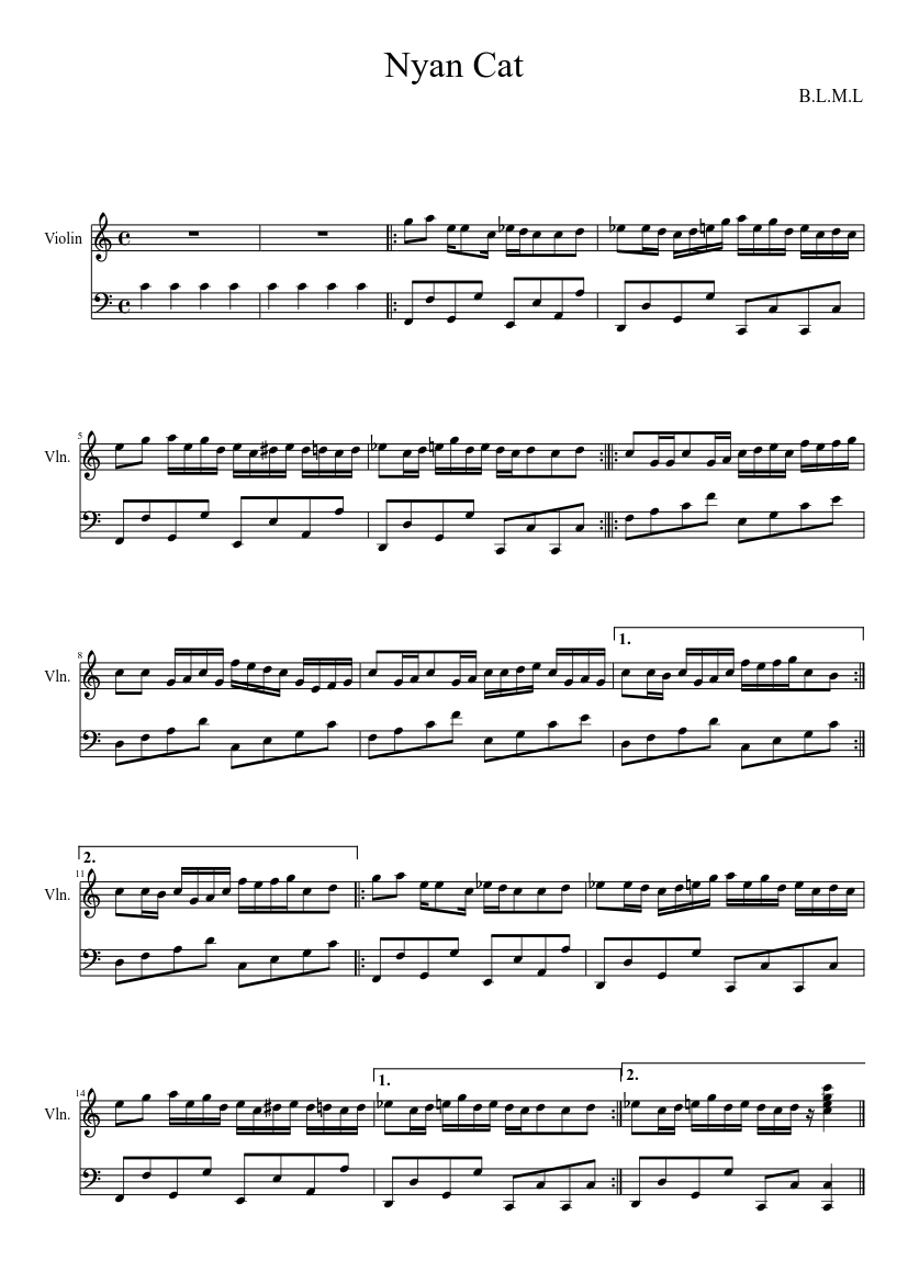 Nyan Cat Violin Sheet Music Download Free In Pdf Or Midi