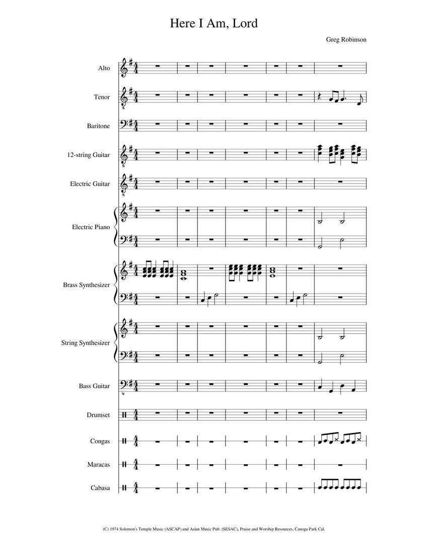 Here I Am Lord Sheet Music For Piano Voice Guitar Brass Ensemble Here i am lord sheet music for piano voice guitar brass ensemble