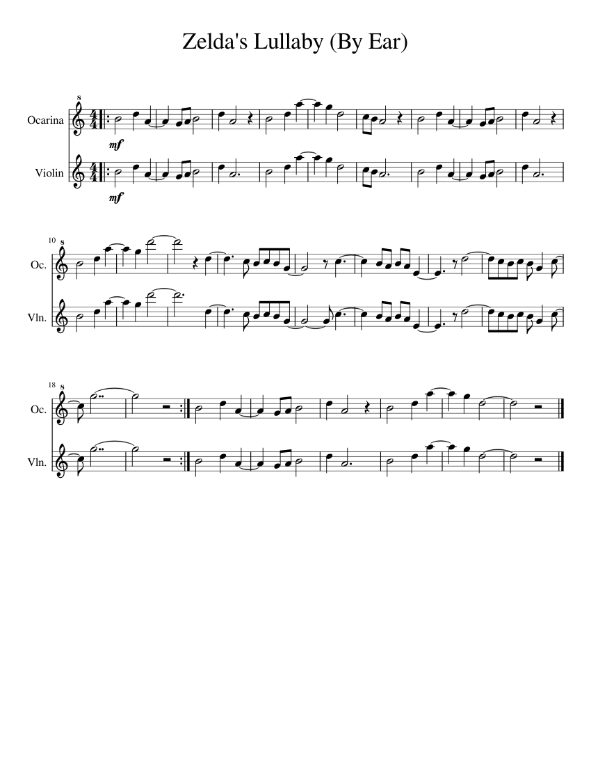 Zelda's Lullaby (By Ear) sheet music download free in PDF or MIDI