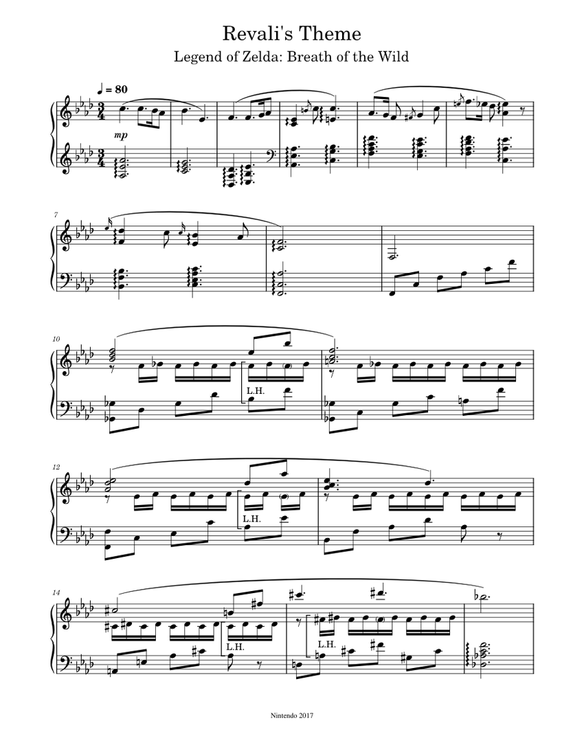 Revali's Theme - Breath of the Wild (Piano Solo) sheet music for Piano