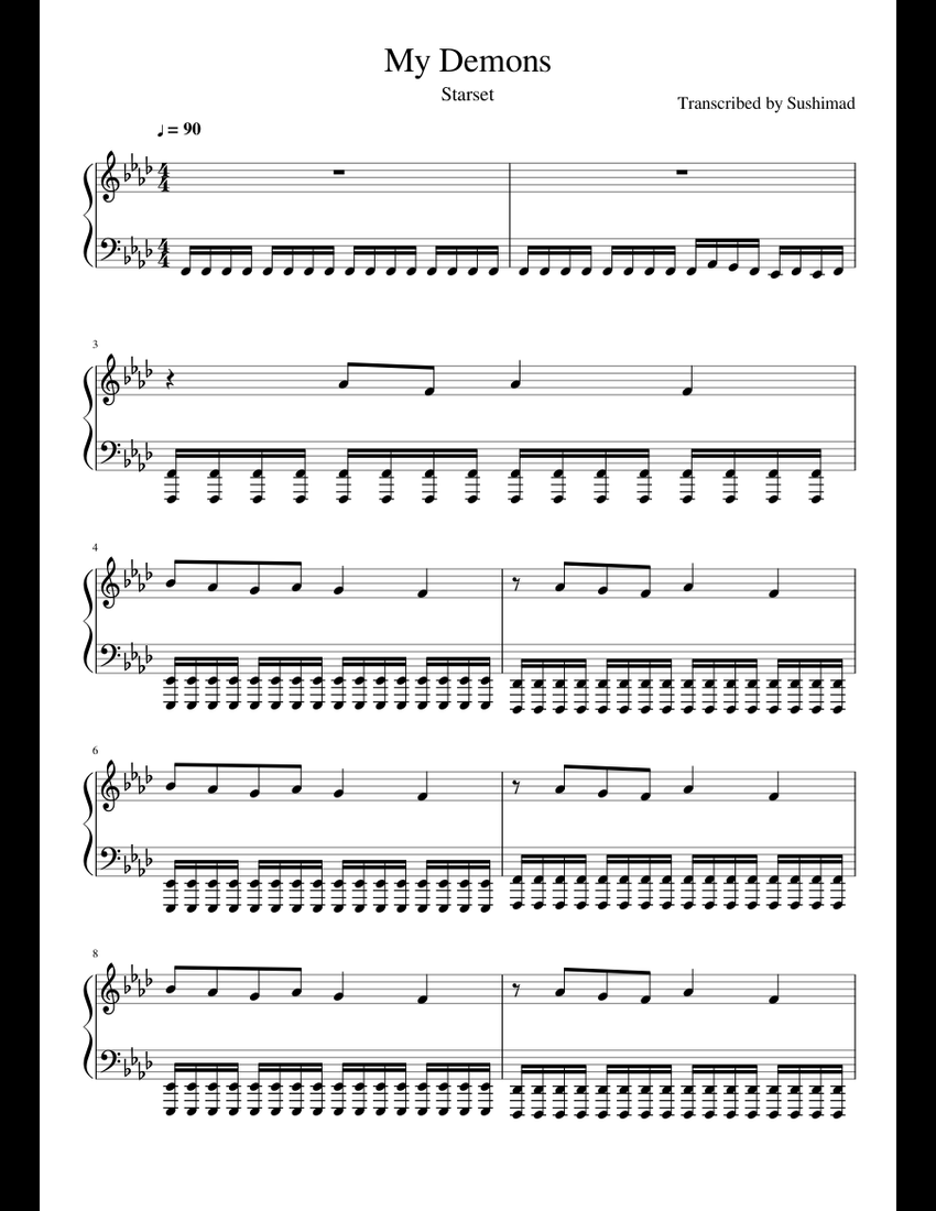 My Demons- Starset sheet music for Piano download free in PDF or MIDI